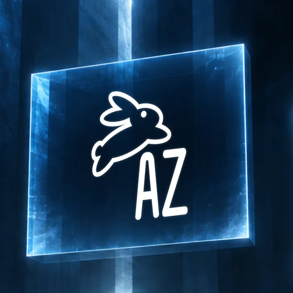 Logotip AZ darila na svetlečem modrem panelu